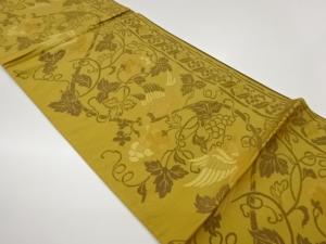 鳥に葡萄唐草模様織出し全通袋帯